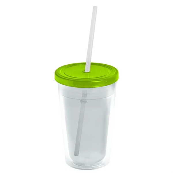 Translucent Green color option for Garyline® Transparent Tumbler With Straw Lid And Full Col...