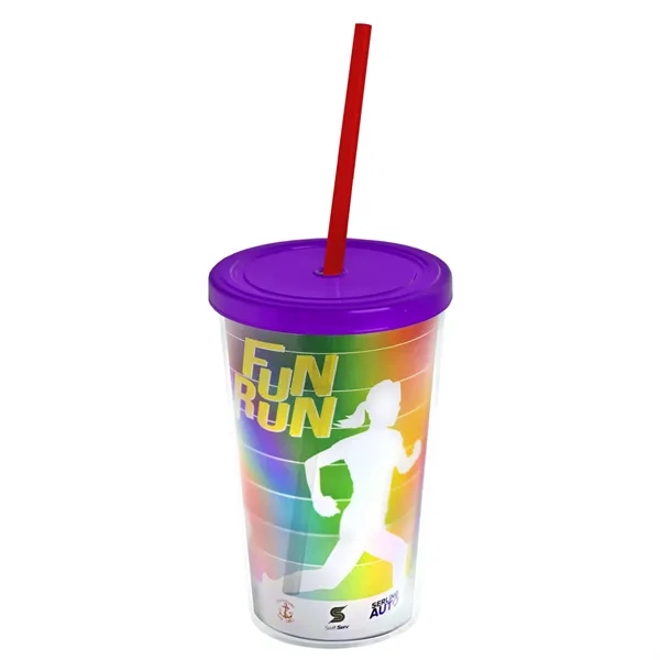 Translucent Violet color option for Garyline® Transparent Tumbler With Straw Lid And Full Col...