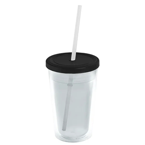 Photo of Garyline® Transparent Tumbler With Straw Lid And Full Col...