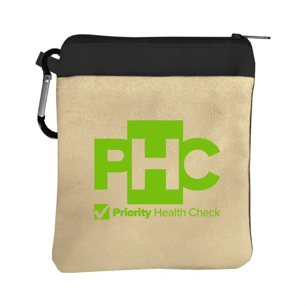 Natural/Black color option for Garyline® Canvas Zipper Pouch With Carabiner