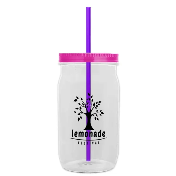 Translucent Hot Pink color option for Garyline® Tritan® Mason Jar With Lid And Straw   27 Oz.