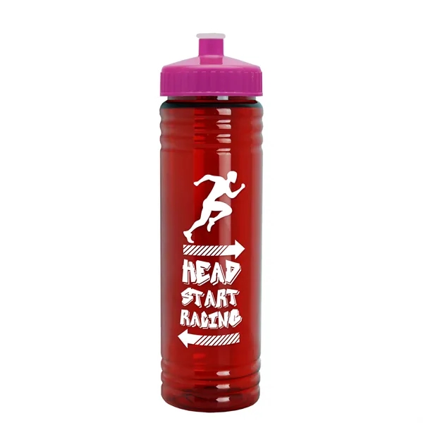 Translucent Red color option for Garyline® Slim Fit Rpet Bottle With Push Pull Lid   24 Oz.