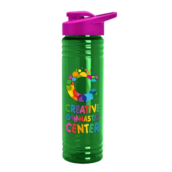 Translucent Green color option for Garyline® Slim Fit Rpet Bottle With Drink Thru Lid   24 Oz.