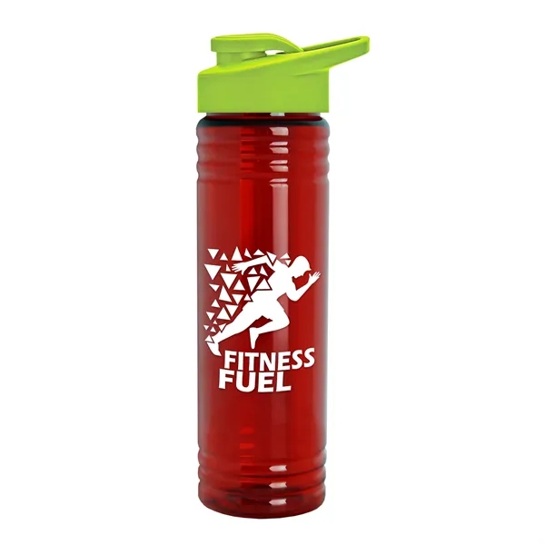 Translucent Red color option for Garyline® Slim Fit Rpet Bottle With Drink Thru Lid   24 Oz.