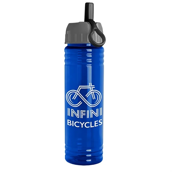 Translucent Blue color option for Garyline® Slim Fit Rpet Bottle With Ring Straw Lid   24 Oz.