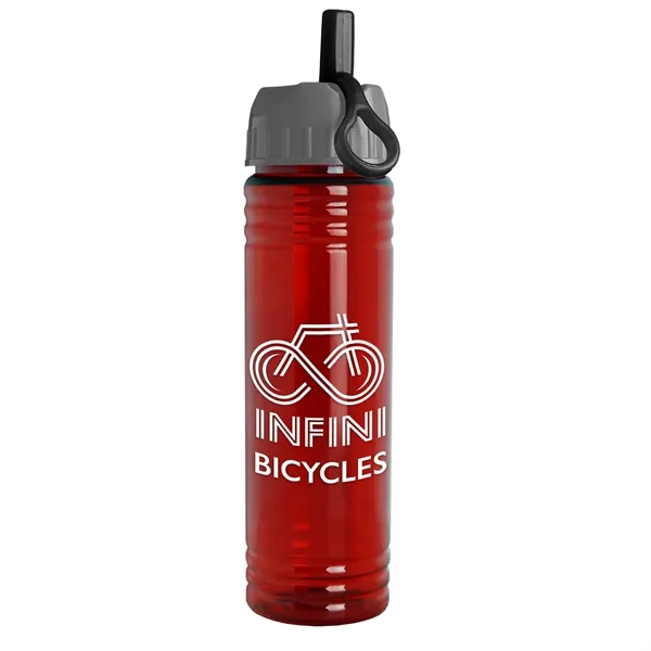 Translucent Red color option for Garyline® Slim Fit Rpet Bottle With Ring Straw Lid   24 Oz.