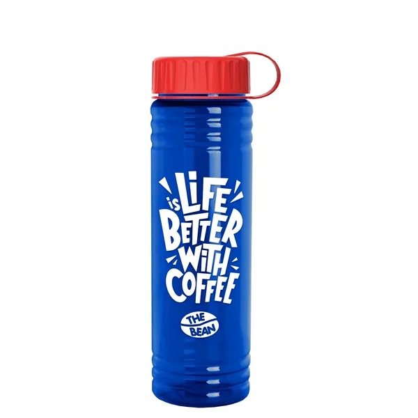 Translucent Blue color option for Garyline® Slim Fit Rpet Bottle With Tethered Lid   24 Oz.