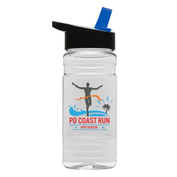 Black/Blue color option for Garyline® Clear Bottle With Flip Straw Lid   20 Oz.