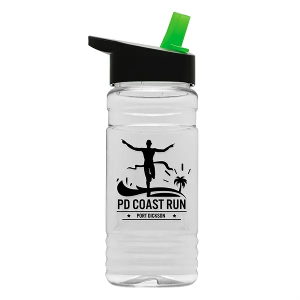 Black/Green color option for Garyline® Clear Bottle With Flip Straw Lid   20 Oz.