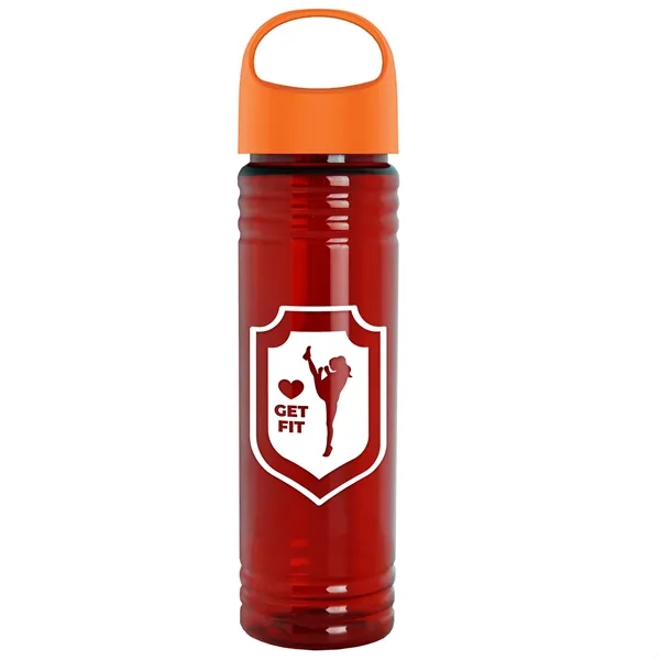 Translucent Red color option for Garyline® Slim Fit Rpet Bottle With Oval Crest Lid   24 Oz.