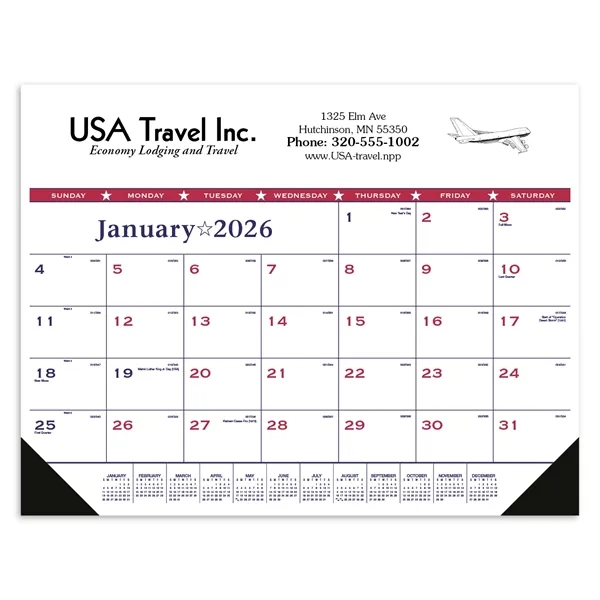 White color option for Triumph® Calendars Patriotic Desk Pad With Vinyl Corners