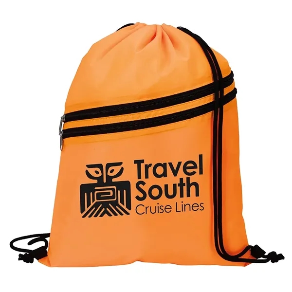 Neon Orange color option for Good Value™ Neon Multi Zippered Drawstring Backpack