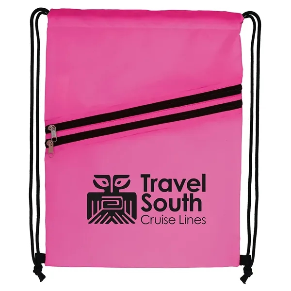 Neon Pink color option for Good Value™ Neon Multi Zippered Drawstring Backpack