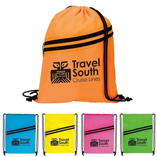 Main photo of Good Value™ Neon Multi Zippered Drawstring Backpack