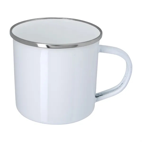 White color option for 11.8 Oz. Enamel Mug With Stainless Steel Rim With Steel C...