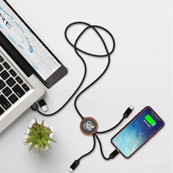 Black color option for Bamboo 5 In 1 Charging Cable With Light Up Logo