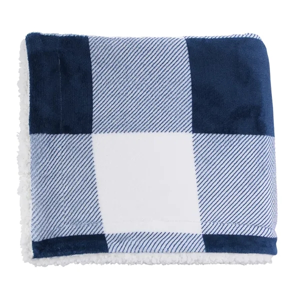 Navy/White color option for Microfiber Plaid Sherpa Blanket