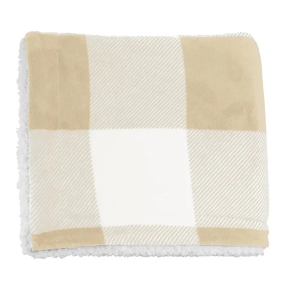 Tan/White color option for Microfiber Plaid Sherpa Blanket