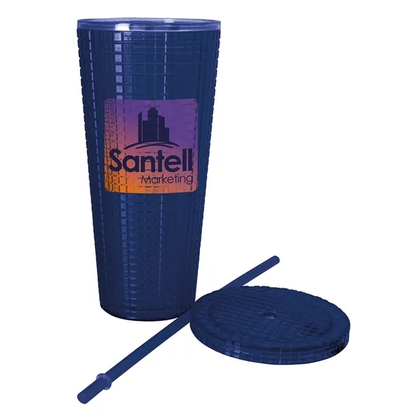 Blue color option for Good Value™ Square Pattern Double Wall Tumbler   23 Oz.