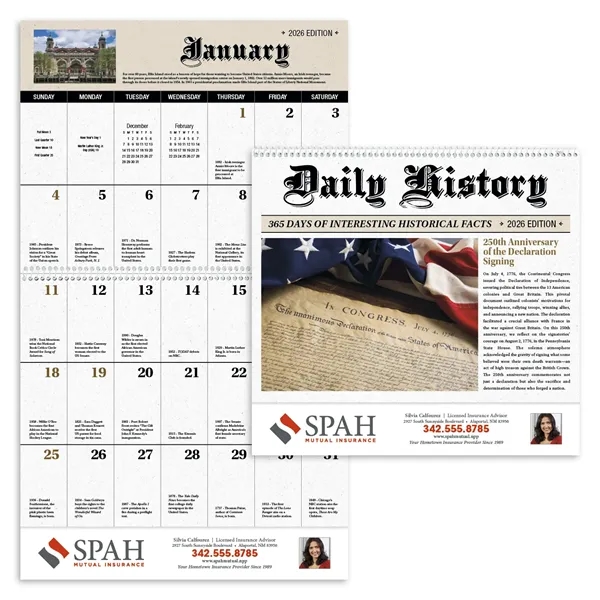 White color option for Good Value™ Daily History Spiral Calendar