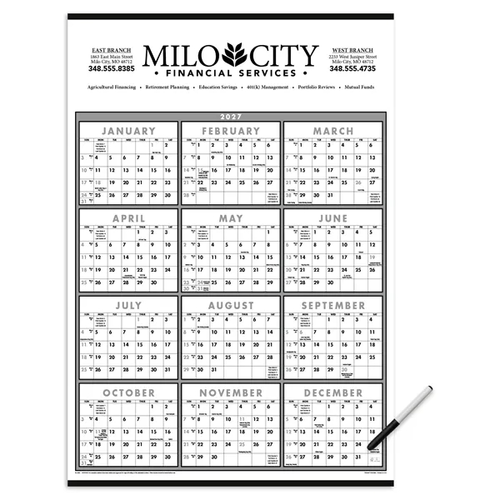 Photo of Triumph® Calendars Black & White Span A Year Laminated W/...