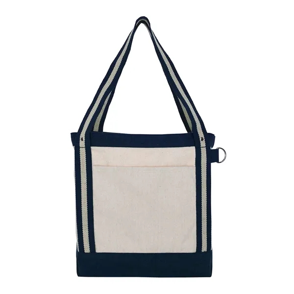 Navy color option for V Natural Striped Recycled Cotton Boat Bag