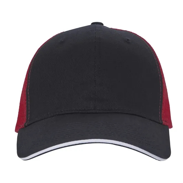 Black/Red/White color option for Roadster Trucker Cap With Sandwich
