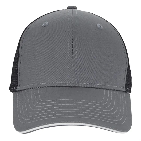 Charcoal/Black/White color option for Roadster Trucker Cap With Sandwich