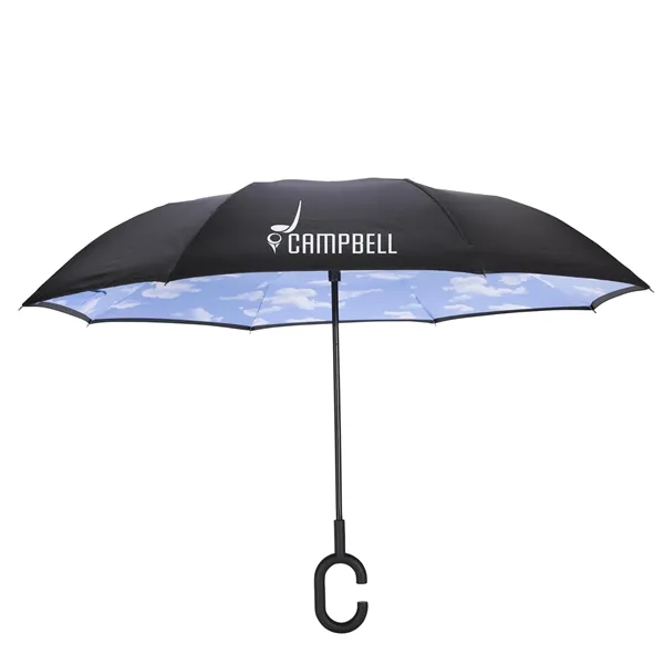 Black/Clouds color option for Shed Rain™ Unbelieva Brella® 48" Reverse Close Manual Stic...