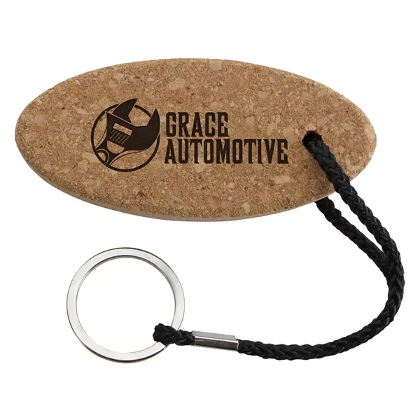 Natural color option for Buoy Oval Cork Keychain
