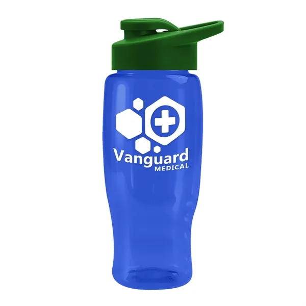 Translucent Blue color option for Garyline® Poly+ Recycled Bottle With Drink Thru Lid   27 Oz.