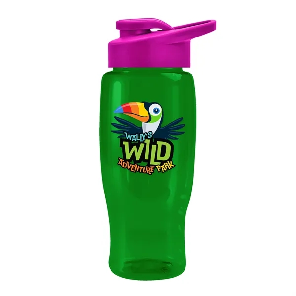 Translucent Green color option for Garyline® Poly+ Recycled Bottle With Drink Thru Lid   27 Oz.
