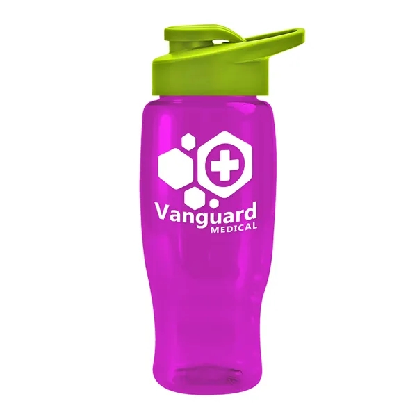 Translucent Hot Pink color option for Garyline® Poly+ Recycled Bottle With Drink Thru Lid   27 Oz.