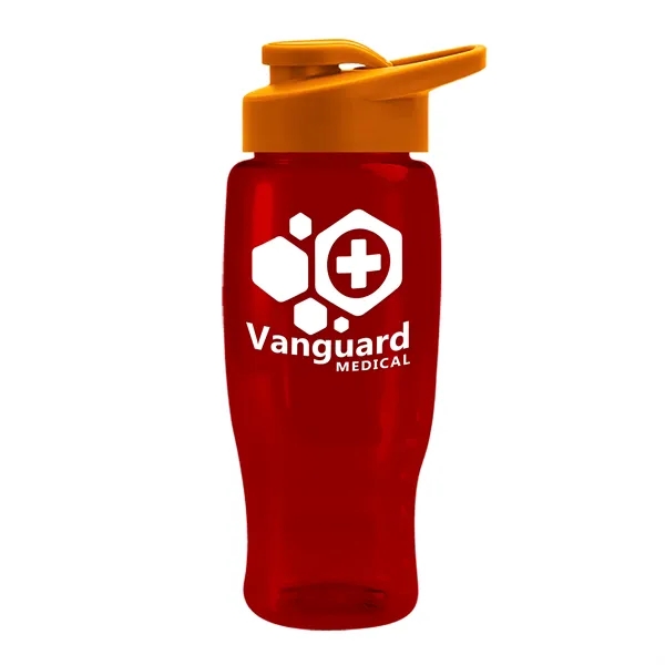 Translucent Red color option for Garyline® Poly+ Recycled Bottle With Drink Thru Lid   27 Oz.
