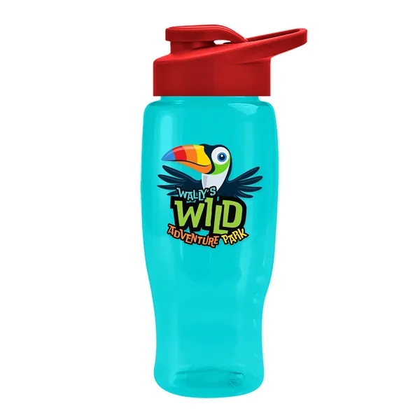 Translucent Teal color option for Garyline® Poly+ Recycled Bottle With Drink Thru Lid   27 Oz.