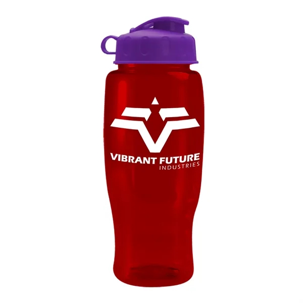 Translucent Red color option for Garyline® Poly+ Recycled Bottle With Flip Lid   27 Oz.
