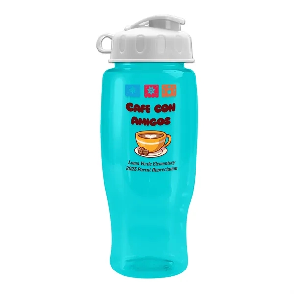 Translucent Teal color option for Garyline® Poly+ Recycled Bottle With Flip Lid   27 Oz.