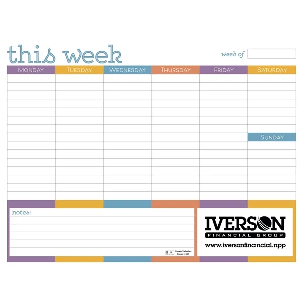 White color option for Triumph® Calendars Small Weekly Desk Pad   Colors