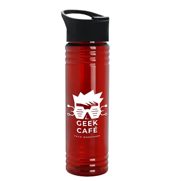 Translucent Red color option for Garyline® Slim Fit Rpet Bottle With Pop Up Lid   24 Oz.