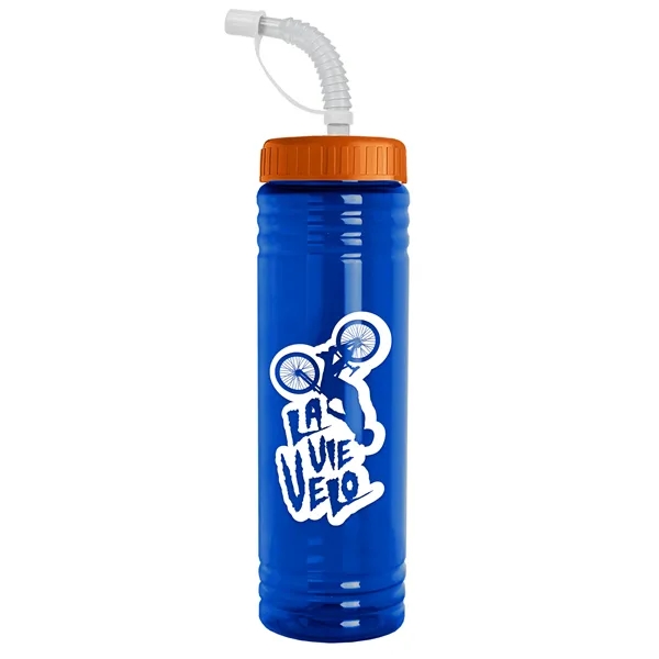Translucent Blue color option for Garyline® Slim Fit Rpet Bottle With Straw Lid   24 Oz.