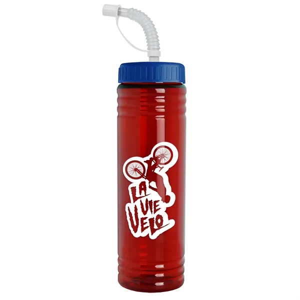 Translucent Red color option for Garyline® Slim Fit Rpet Bottle With Straw Lid   24 Oz.