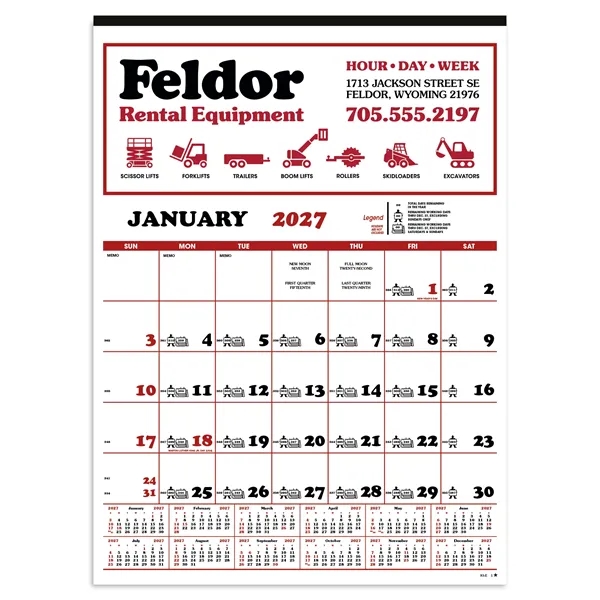 White color option for Skinner & Kennedy® Contractor's 12 Sheet Calendar