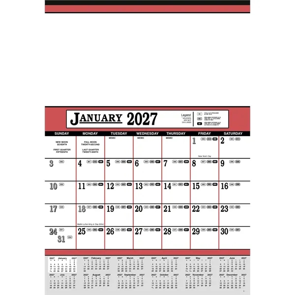 White color option for Skinner & Kennedy® Contractor's 12 Sheet Calendar