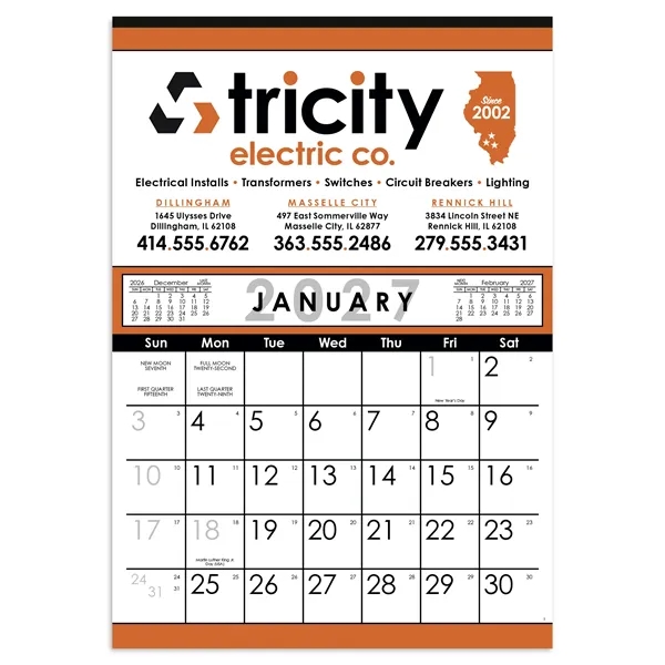 White color option for Skinner & Kennedy® Commercial 12 Sheet Calendar