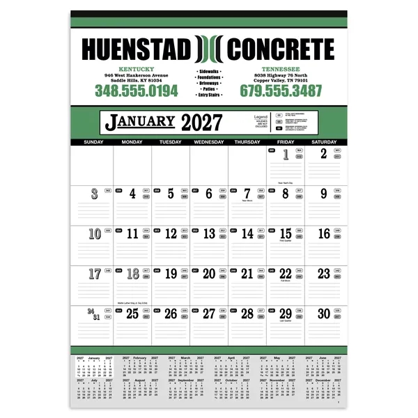White color option for Skinner & Kennedy® Contractor's 13 Sheet Calendar
