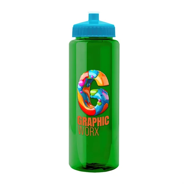 Green color option for Garyline® Slim Fit Rpet Bottle With Push Pull Lid   32 Oz.