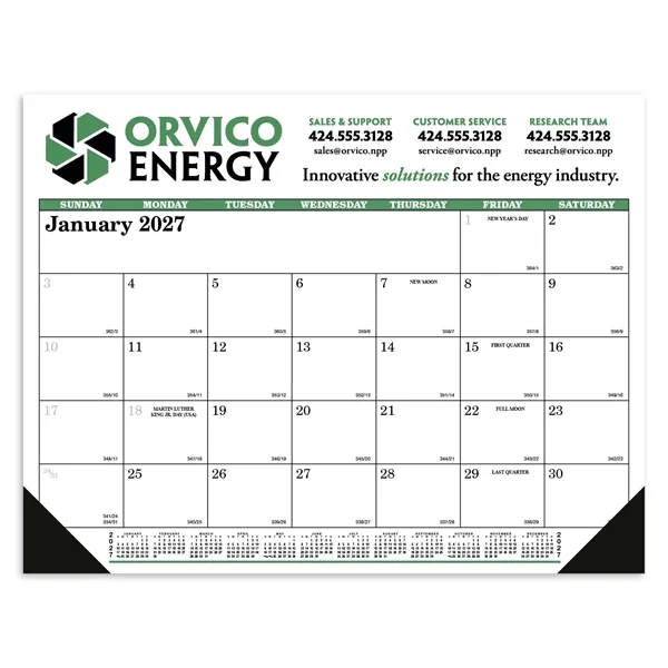 White color option for Skinner & Kennedy® Desk Pad Calendar