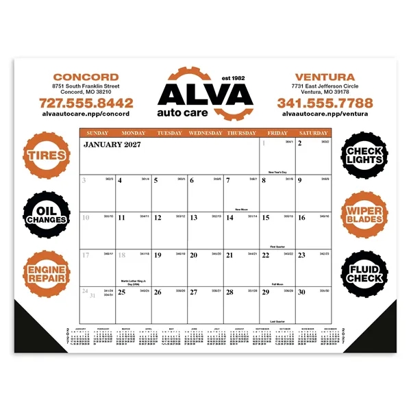White color option for Skinner & Kennedy® Desk Pad Calendar