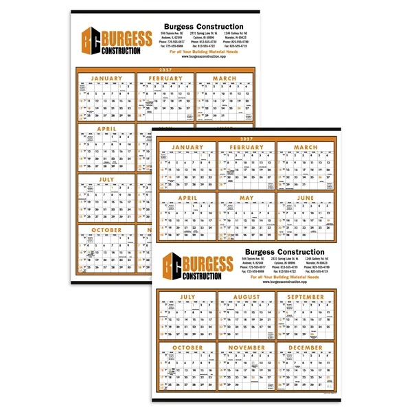 White color option for Triumph® Calendars Small Quantity Custom Span A Year Cale...