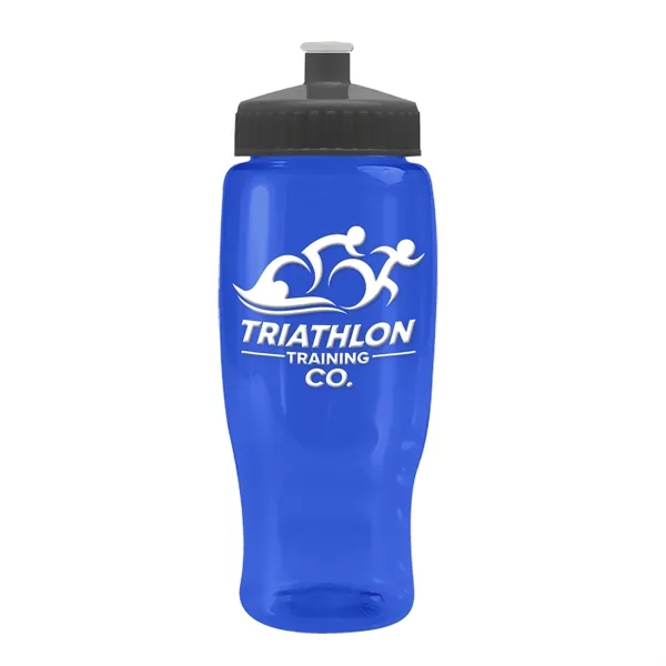 Translucent Blue color option for Garyline® Poly+ Recycled Bottle With Push Pull Lid   27 Oz.